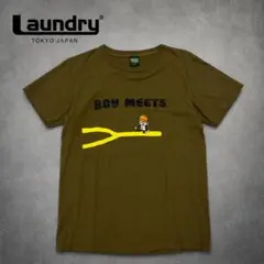 Laundry BOY MEETS プリント Tシャツ M カーキ 日本製 半袖のサムネイル