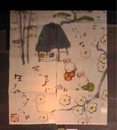 夕立窯 のれん うさぎ　新品未使用