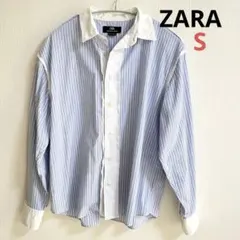 ZARA ザラ ストライプシャツ ブルー×ホワイト メンズS