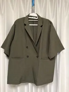 ルーズリネンライクダブルジャケット