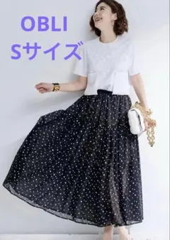 obli オブリ♡星柄刺繍シフォンスカート　Sサイズ　スター　ティアード　黒のサムネイル