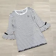 KUMIKYOKU組曲160cmリボン付きフレア袖 ボーダーTシャツのサムネイル