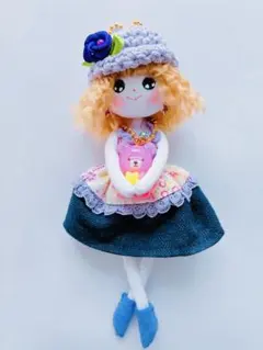 ハンドメイド❉ドールチャーム＆モノグラムくまチャーム❉バッグ