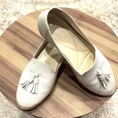 ✨良品✨DIANA ダイアナ タッセル エスパドリーユパンプス 本革 白 24㎝