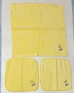黄色の果物刺繍タオルハンカチセット