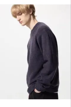 【完売品】スフレヤーンクルーネックセーター ダークパープル