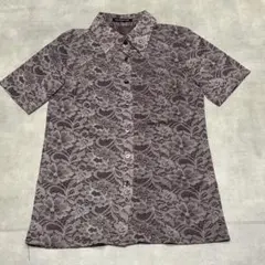 【美品】NICE CLAUP ナイスクラップ 総レース 半袖ブラウス シャツ