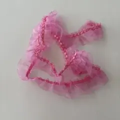 ピンク フリル付きレースリボン