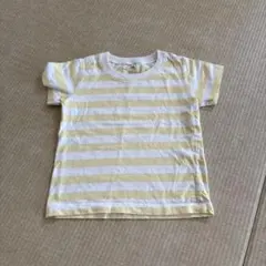 ボーダーTシャツ 半袖 100cm イエロー×ホワイト無印