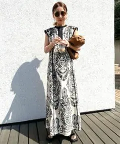 Ameri DAMASK EMBROIDERY LINEN DRESS - メルカリ