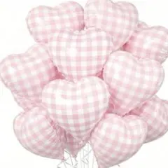 ハートバルーン　5個　ピンク　チェック　誕生日　バースデー　風船　装飾　飾り
