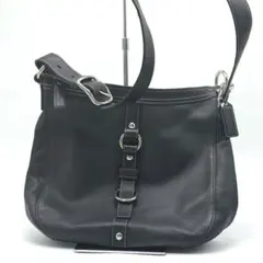 コーチ　黒　レザー　ショルダーバッグ　超美品　ユニセックス　保管品