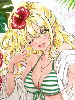 オリジナルイラスト アナログイラスト 女の子 水着