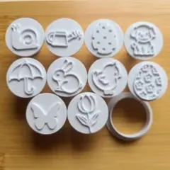 クッキー型 スタンプ 10種セット 丸型 かわいい 簡単 手作りお菓子