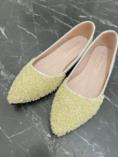 ウェディングシューズ　ローヒールパンプス