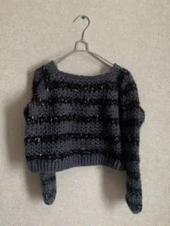 ショート丈セーター　手編み
