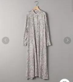 アニマルプリント　バンドカラーフレアワンピース