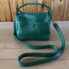 グリーン　ショルダー　ハンドバッグ　2way 緑