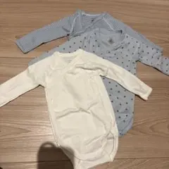 プチバトー　長袖ボディースーツ　3枚セット