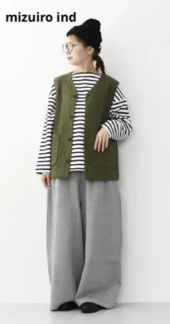 mizuiro ind スウェット ワイド イージーパンツ 裏起毛