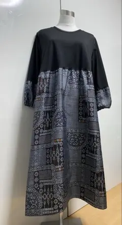 2268 着物リメイク　大島紬　ワンピース　M〜L