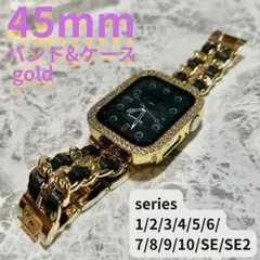 アップルウォッチ　ケース　applewatch バンド　ゴールド　45mm
