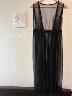ayane シアー ロングベスト ジレ ブラック　人気カラー　チュールベスト