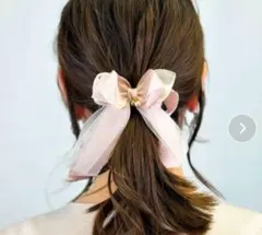 Heartdance サテン×オーガンジーリボンフックポニー ヘアカフ