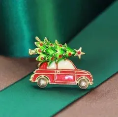 クリスマスツリー レディース ブローチ 赤い車