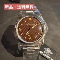 新品・送料無料　ADDIESDIVE 36mm茶ダイヤル クォーツ 100m防水