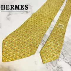 N117【人気柄】HERMES☆ネクタイ カタツムリ柄 シルク オレンジ - メルカリ