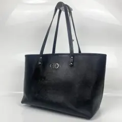 フェラガモ 大容量 ダブルガンチーニ レザートートバック バッグ ブラック