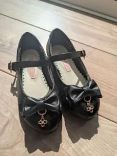 プライベートレーベル　黒いリボン付きフォーマルシューズ19cm