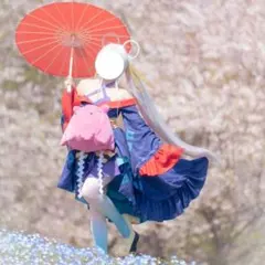 超かぐや姫！ 月見ヤチヨ コスプレ 衣装 フルセット ウィッグ 靴 傘