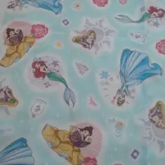 ディズニープリンセス プリント生地 水色 108×35 センチ