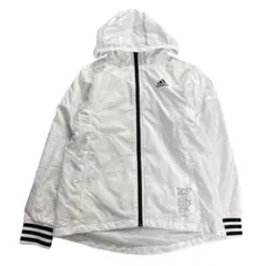 8LA1 adidas パーカー　裏起毛　ライトジャケット　ホワイト　M 古着