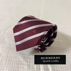 【 未使用 】バーバリーブラックレーベル ストライプ レッド系 ホースロゴ 光沢