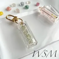 ハンドメイド キーホルダー ドライフラワー ホワイト 夏