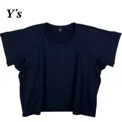 Y's ワイズ プルオーバー カットソー 半袖 ネイビー 袖口変形 デザイン 2のサムネイル