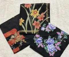 薄手　花柄ハンカチ　レディース　3枚セット