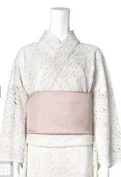 ホワイトレース浴衣・ピンク帯セット