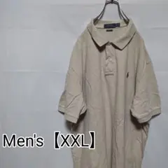 N80【US輸入】ラルフローレン　半袖ポロシャツ【メンズXXL】ベージュ
