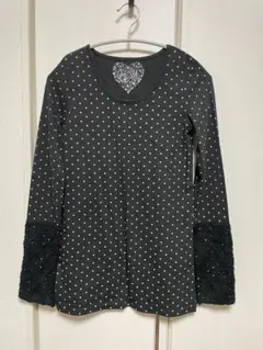 Heart Market 黒 水玉模様 長袖Tシャツ Msize
