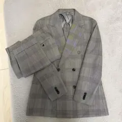 【美品】グレーチェック ダブルブレストスーツ セット！
