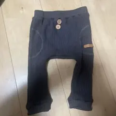 ダークグレー リブ編みパンツ 耳付き　ズボン