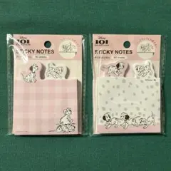 101匹わんちゃん　ふせん ２点　犬　メモ　ディズニー　ダルメシアン　ピンク　白