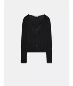 ZARA コンビネーションレーストップジャケット 　トップスSサイズ　ブラック