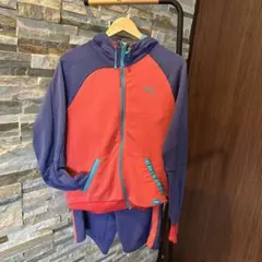 Puma フルジップジャケット　ジャージ　ハーフパンツ　セットアップ　 赤 紫