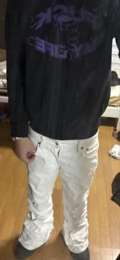 ホワイト フレアデニムパンツ flexwitme SWAG yoko drip