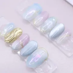 【55】ネイルチップXSサイズ 紫　パープル　マグネット　 ニュアンス　青　水色